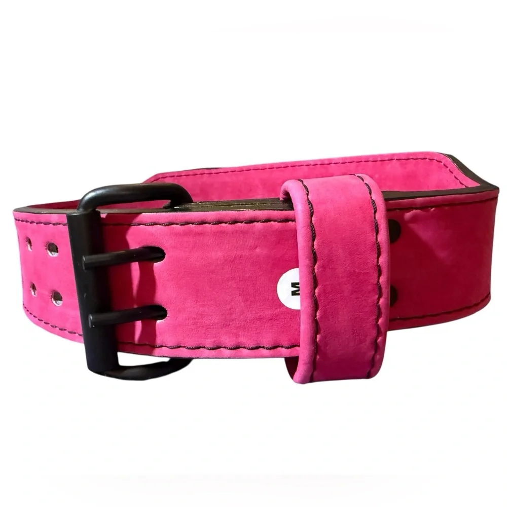 Inaka Power 10mm Magenta Leather Weightlifting Belt with Embossed Logo, size M - Picture 8 of 14